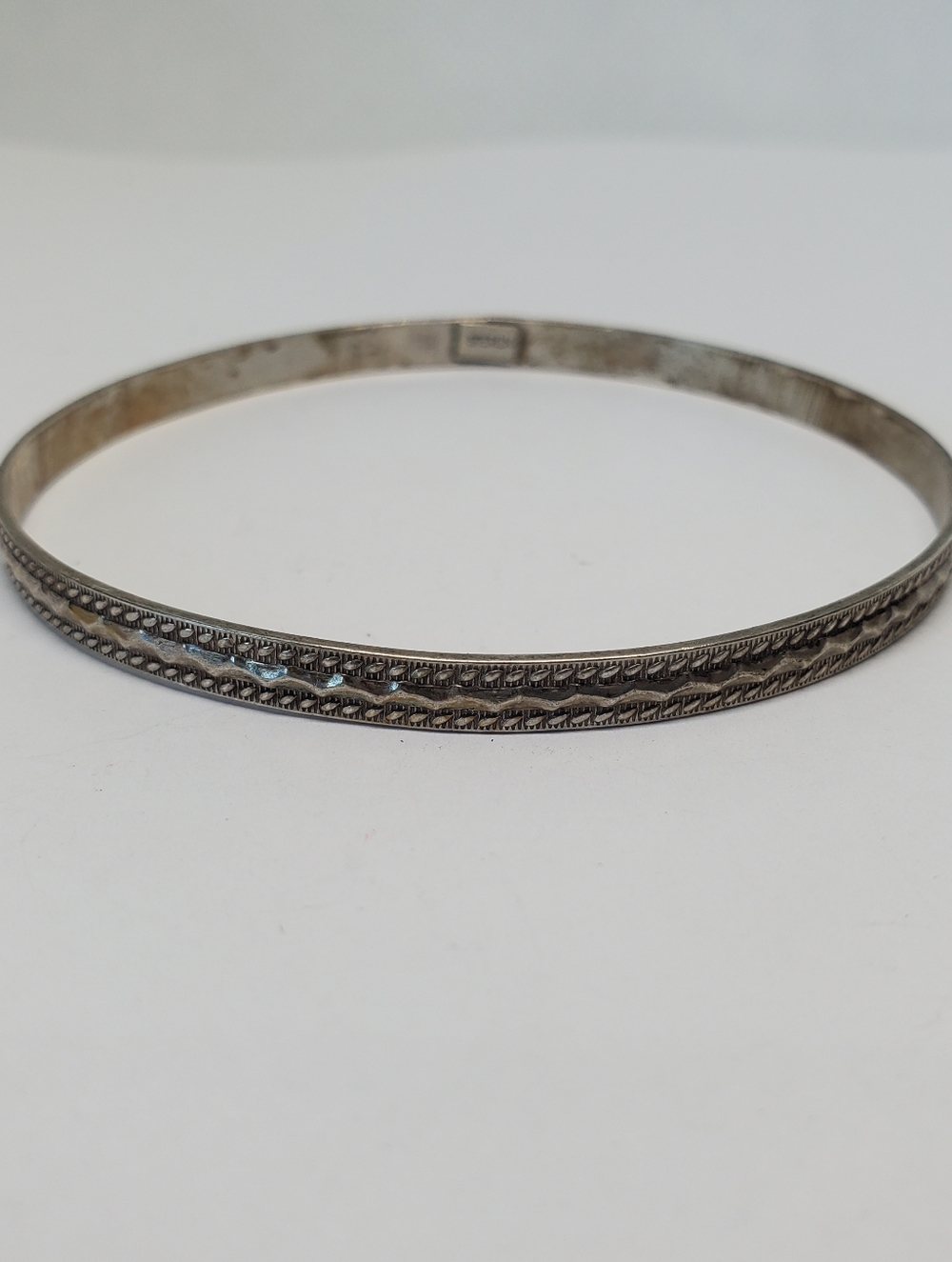 Vintage Sterling Silver Braid Patterned Bangle Bracelet